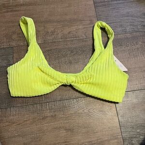 Dippin Daisy’s Neon Yellow Ribbed Bikini Top